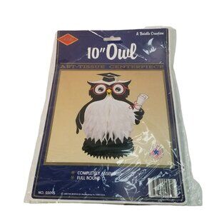 Vintage Beistle Honeycomb Owl Table Decor Graduation 1989 10" Centerpiece